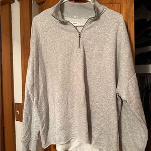 Aerie Heather Gray Quarter-Zip Sweatshirt